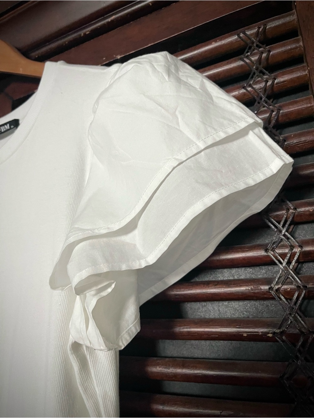 BTFBM White Crewneck Midi Maxi Dress Double Poplin Flutter Sleeves Tiered XL NWT - Picture 2 of 8